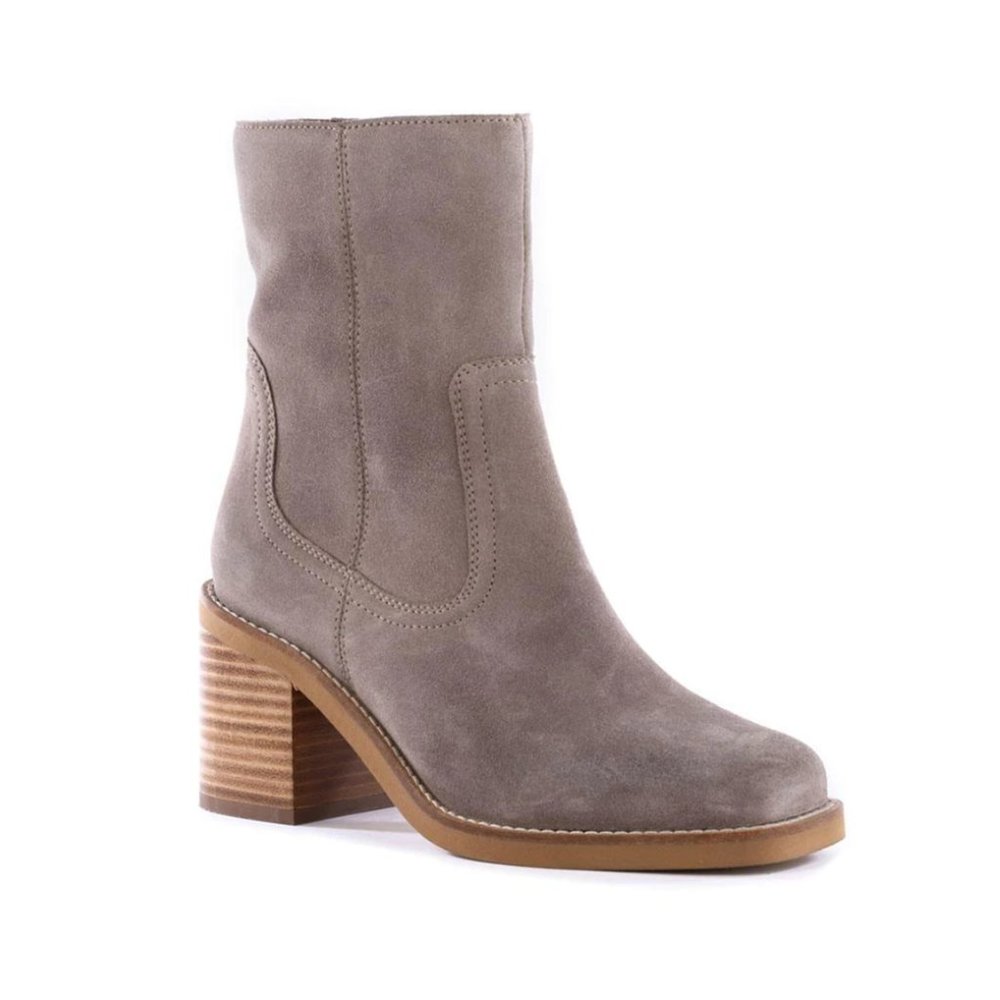 Turbulent Taupe Suede Leather Mid-Calf Boots